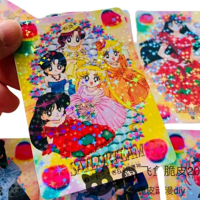 Sailor Moon Flash Card Usagi Tsukino Mizuno Ami Kino Makoto Wedding Dress Series Diy 10 Sheets Action Toy Figure Game Collection