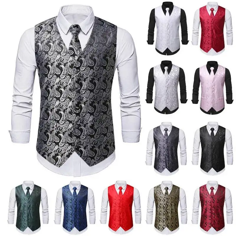 

New Fashion Sunflower Vest Autumn Men's Embroidered Vest Christmas Halloween European Size Jacket