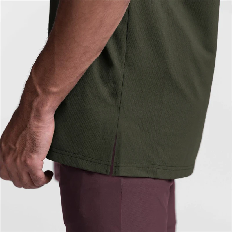 summer Men Gym Workout Running training Stretching Sport  Fitnes Breathable doesn't trap sweat Sleeveles Quick-dry Loose-fitting