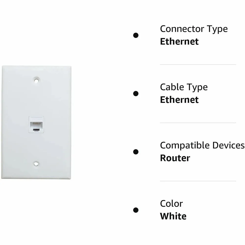 WoeoW-Placa de pared Ethernet Cat 6, dispositivo extraíble hembra-hembra, Compatible con dispositivos Ethernet Cat6/5/5e, 1 paquete