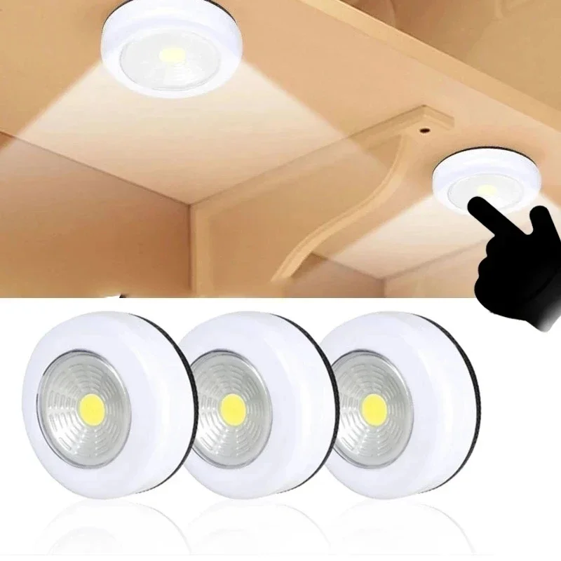 3/4LED Night Light Touch Light Mirror Front Battery Sensing Lamp Circular Closet Light Bedroom Emergency Kitchen Night Lights