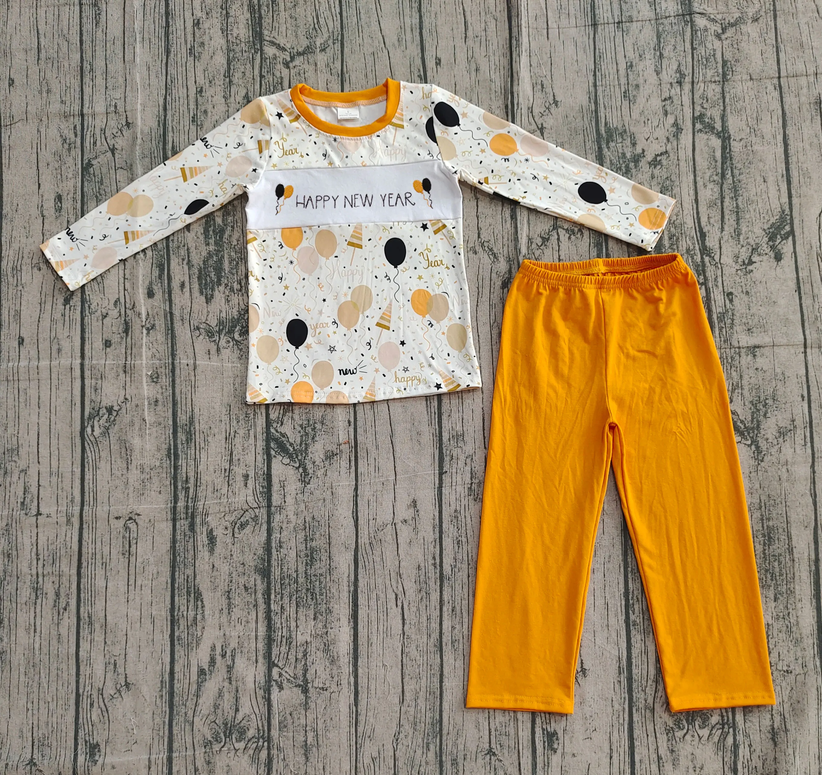 

Z1010-19 BLP1299 Kids Outfit Long Sleeve Top With Pants Set Children New Year Clothes