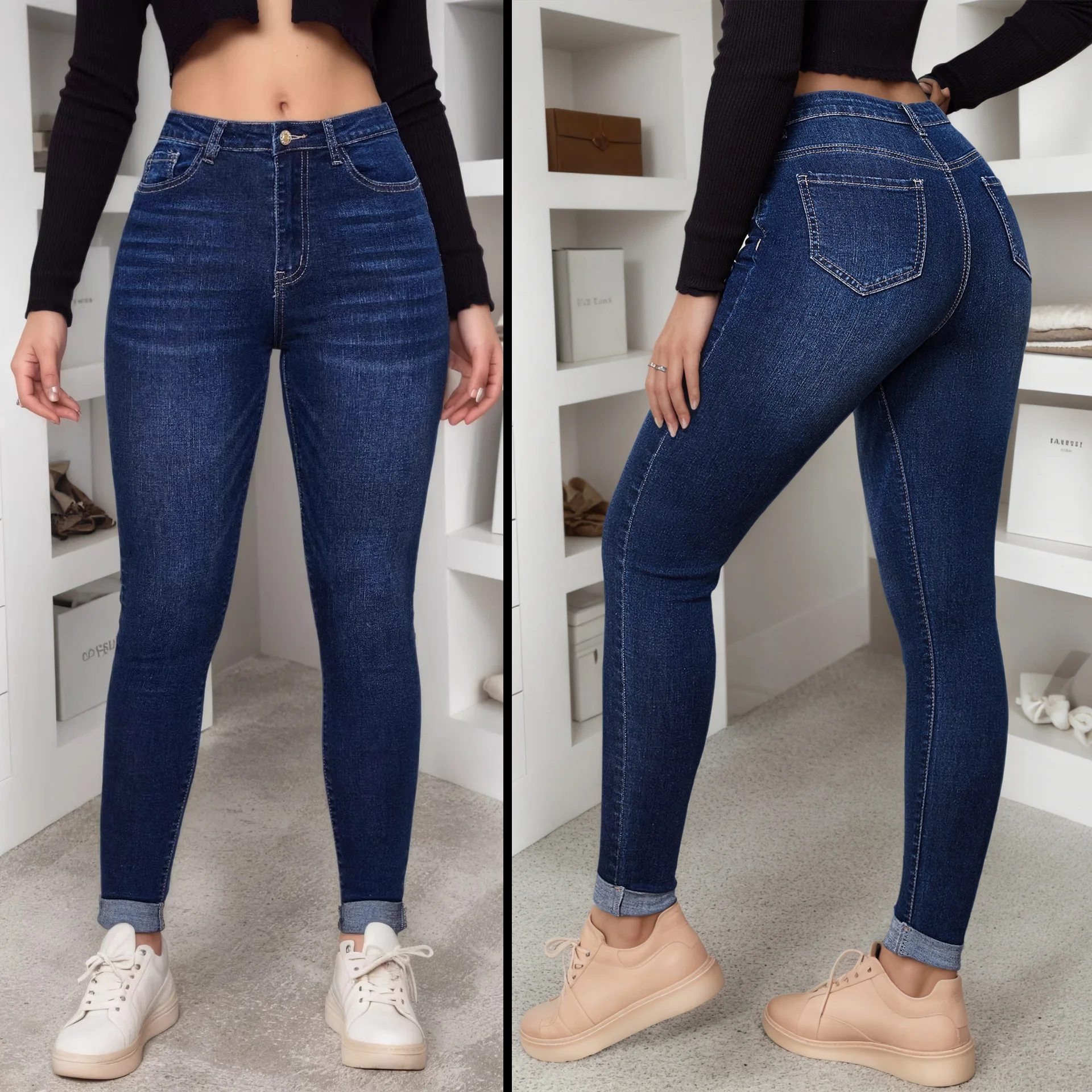 

2026 New Arrival Women's Hot Girl Skinny Jeans High Waist Stretch Slim Fit Ankle Denim Pants