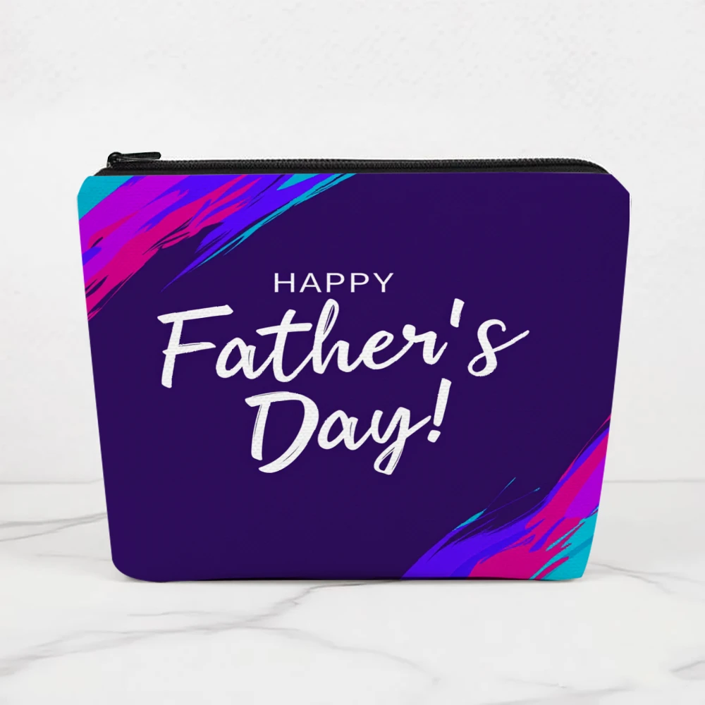 Happy Father's Day Colorful Design Makeup Bags for Girls Cosmetic Pouch Toiletry Bag Pencil Case Travel Storage
