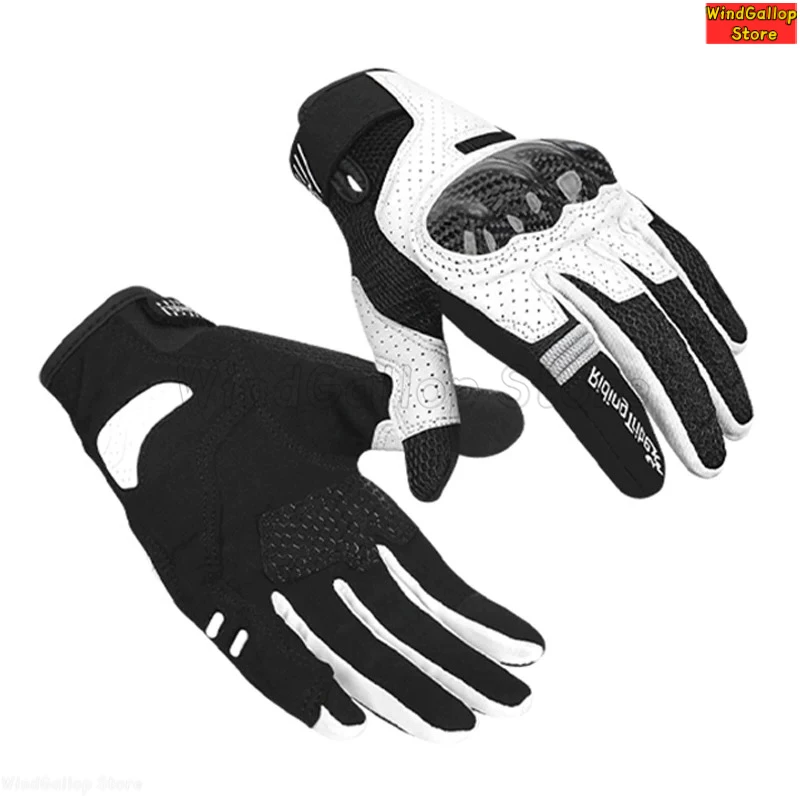 

Мотоциклетные перчатки для лета, мужские и женские, дышащие, с защитой от падений, сенсорные, для мотоциклистов, с карбоновым волокном.