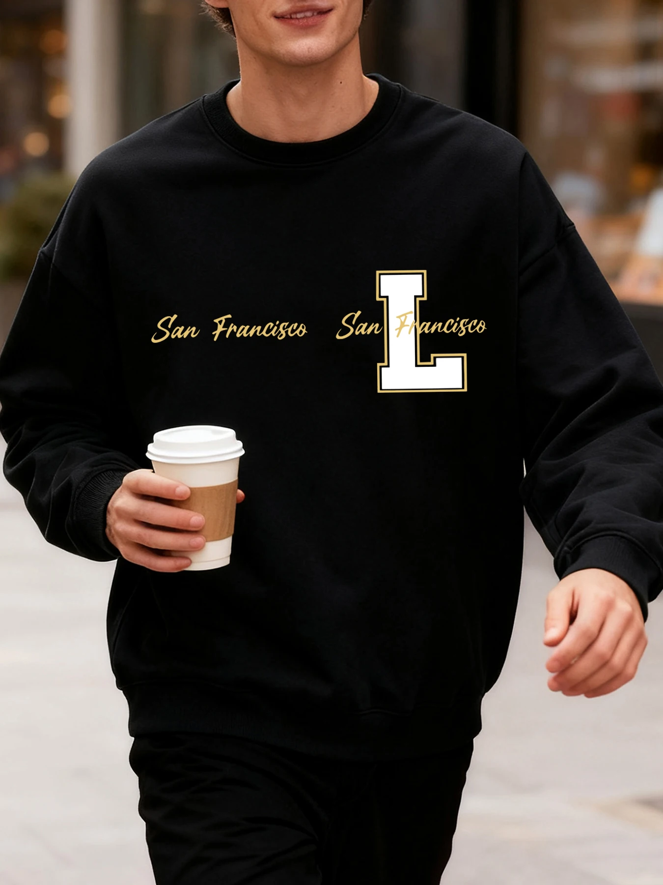 سان فرانسيسكو رسالة L الطباعة الرجال البلوز المعتاد عارضة السترة أزياء الخريف الملابس فضفاضة Crewneck الشارع الشهير