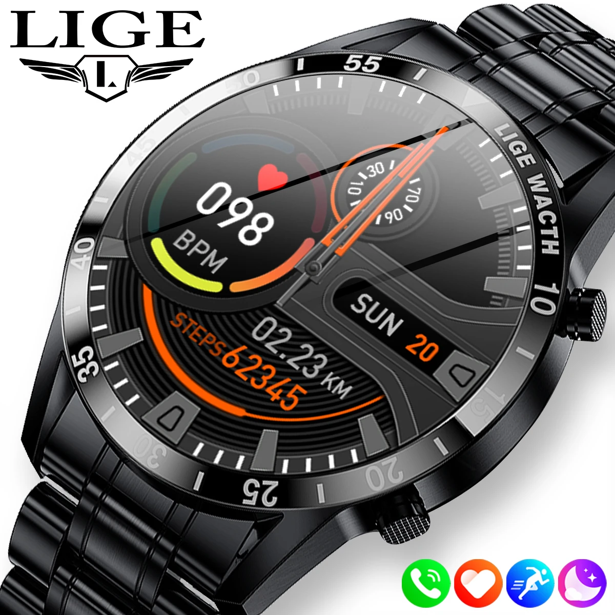 LIGE 2024 New 1.39 Inch Ultra HD Smart Watch Bluetooth Call Sport Fitness Smartwatch For Huawei Xiaomi Heart Rate Health Monitor