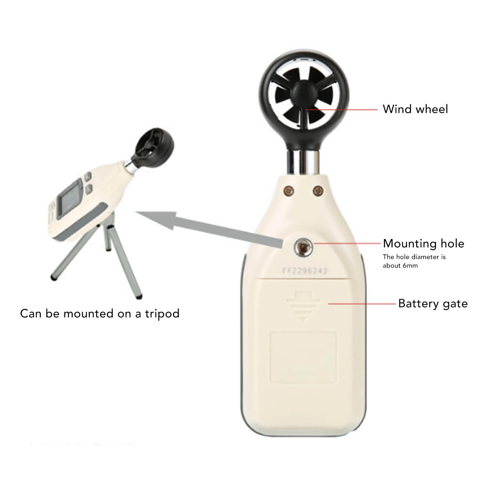 For Windsurfing For HVAC Testing Handheld Wind Gauge Air Flow Meter Sailing Anemometer For Sailing And Boating