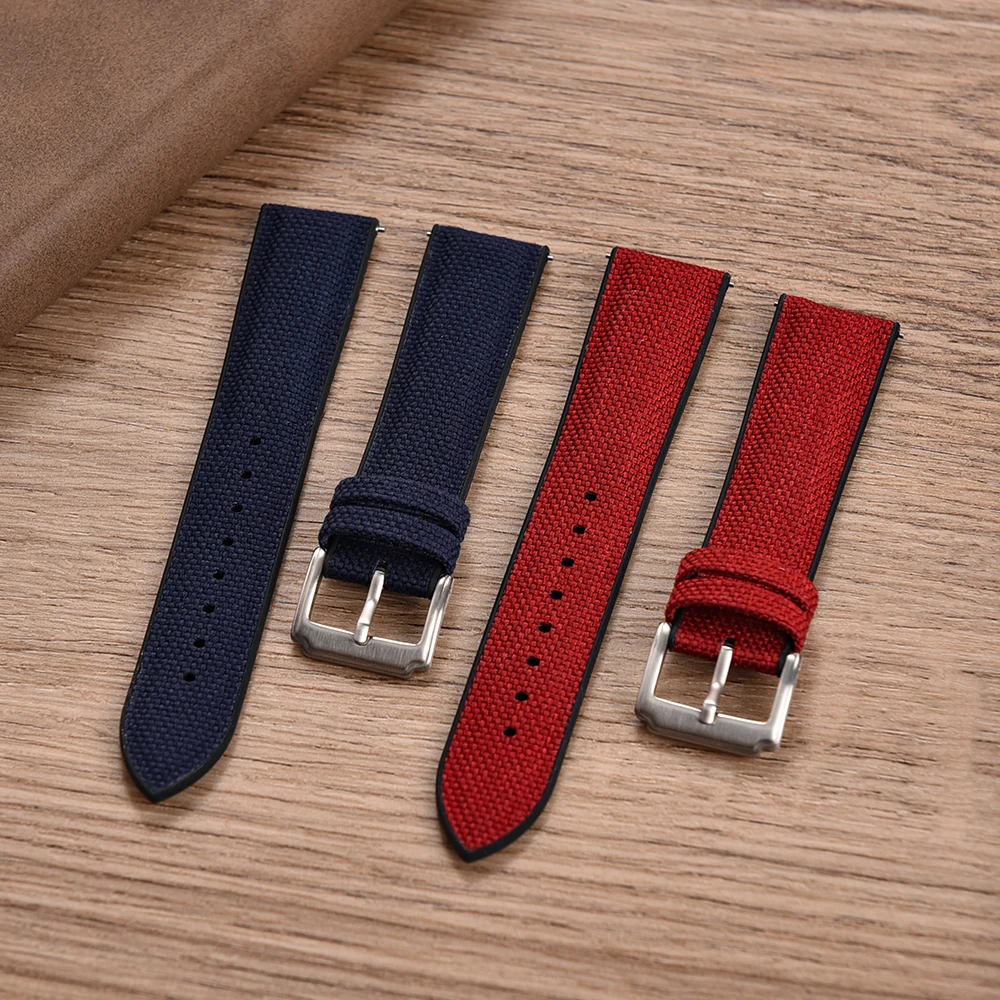 قماش سيليكون حزام 18 مللي متر 19 مللي متر 20 مللي متر 21 مللي متر 22 مللي متر مطاط مقاوم للمياه الإفراج السريع حزام (استيك) ساعة العالمي الرياضة Sailcloth Wacth حزام