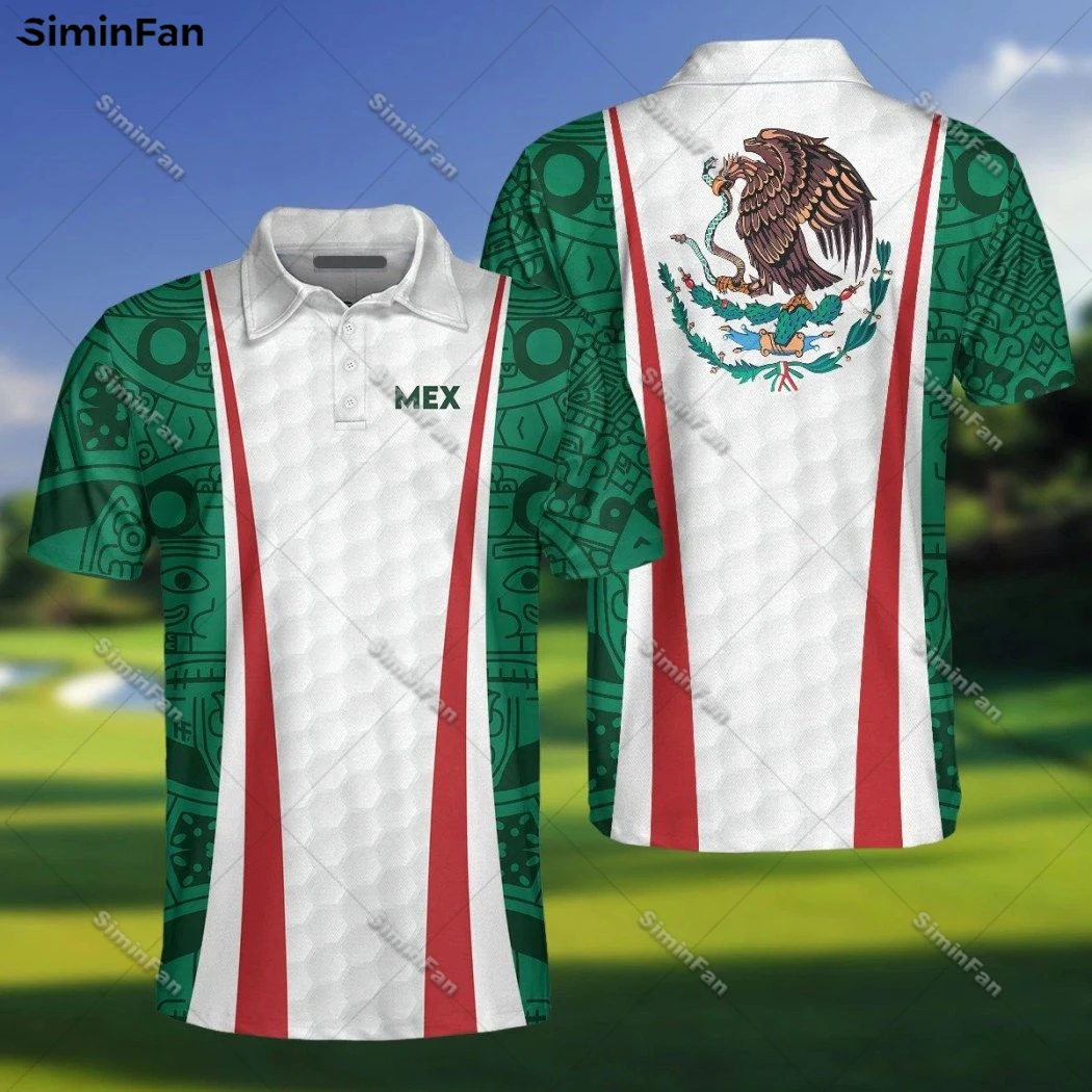 Golf Mexico Flag Men Polo Shirt 3D All Over Printed Male Lapel Tennis Tshirt Unisex Summer Short Sleeve Tee Female Casual Top-1