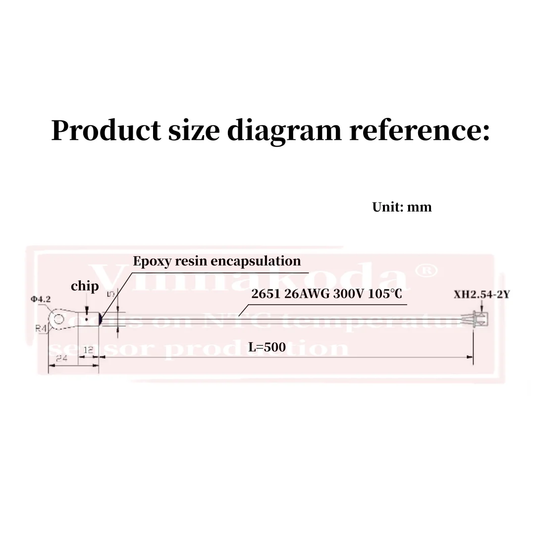 B3950 5K 10K 15K 20K 50K 100K  M4 Surface Fixed NTC Thermistor Negative Temperature Coefficient Probe Line Ear L500MM