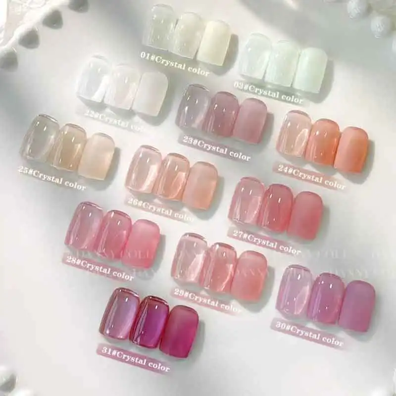 Dannycoll 31pcs Jelly Gel Polish Set Korean Style Translucent UV Soak Off Gelpolish Nail Art Gel Polish Manicure Nail Gel Lacque
