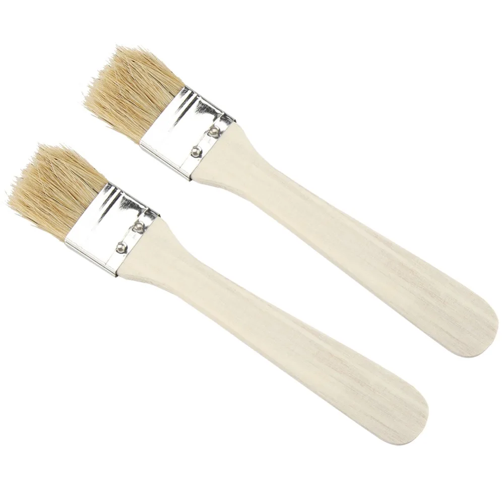 2PCS Lightweight Wooden Barbecue Brush Spread Oil Function Spice Application Spice Brush Khaki Oil Brush Outdoor Cooking