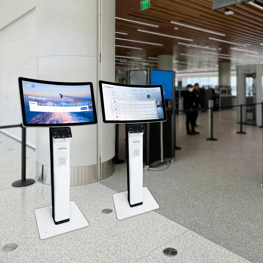 Freestanding 23.6/32 Inch Ticketing Kiosk Machine Self Service Terminal Ticket Touch Queue Kiosk