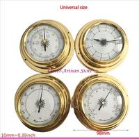 E06B 4 Pieces Thermometer Hygrometer Barometer Watch Clock Copper for Shell Marine Perspective Round Dial Durable