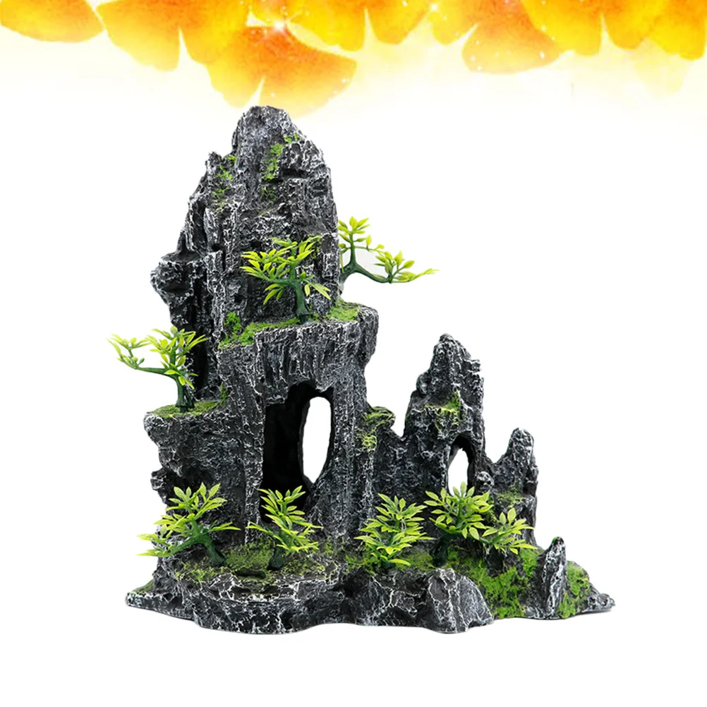 

Resin Aquarium Rockery Decor for Fish Tank Artificial Ornament with Hiding Place Enhances Visual Appeal Safe in