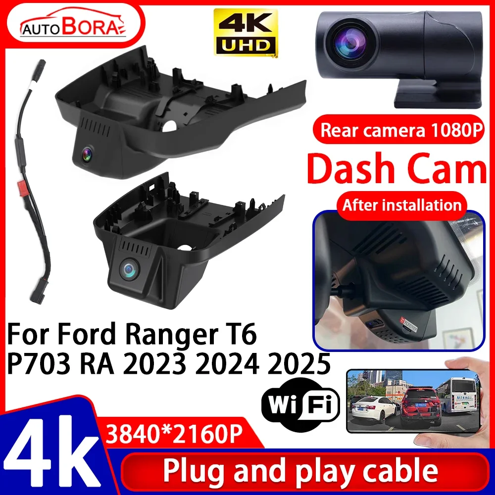 

ZhuCamX Video Recorder Night Visio 4K UHD Plug and Play Car DVR Dash Cam Camera for Ford Ranger T6 P703 RA 2023 2024 2025