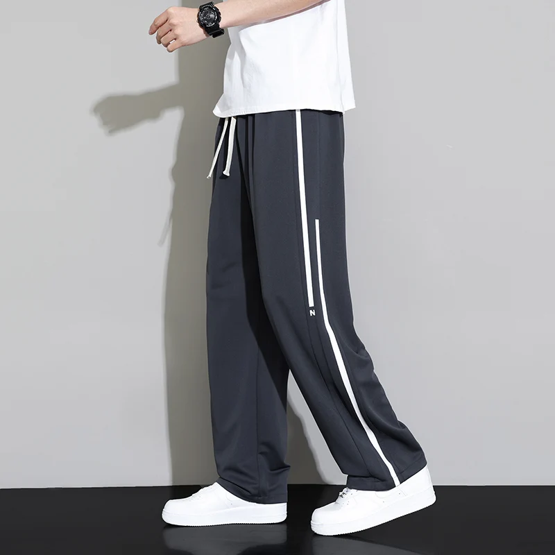 Summer New Sweatpants Men Joggers Wide Leg Pants Neutral Breathable Loose Outdoor Quick Drying Fabric Fashion Casual Trousers