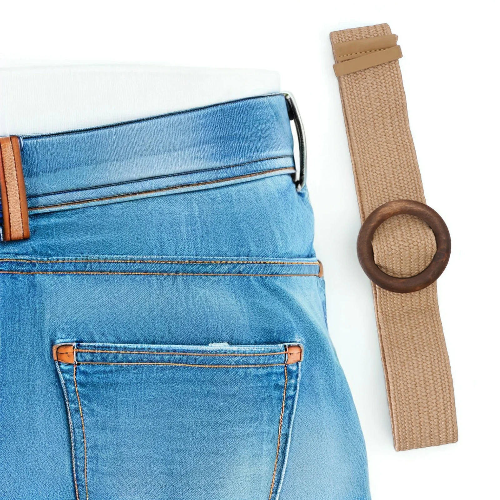 قابل للتعديل المنسوجة الخصر المرأة Pp العشب مع مشبك خشبي موضة الترفيه اللون البني مكتب اليومية حفلة السفر للجينز