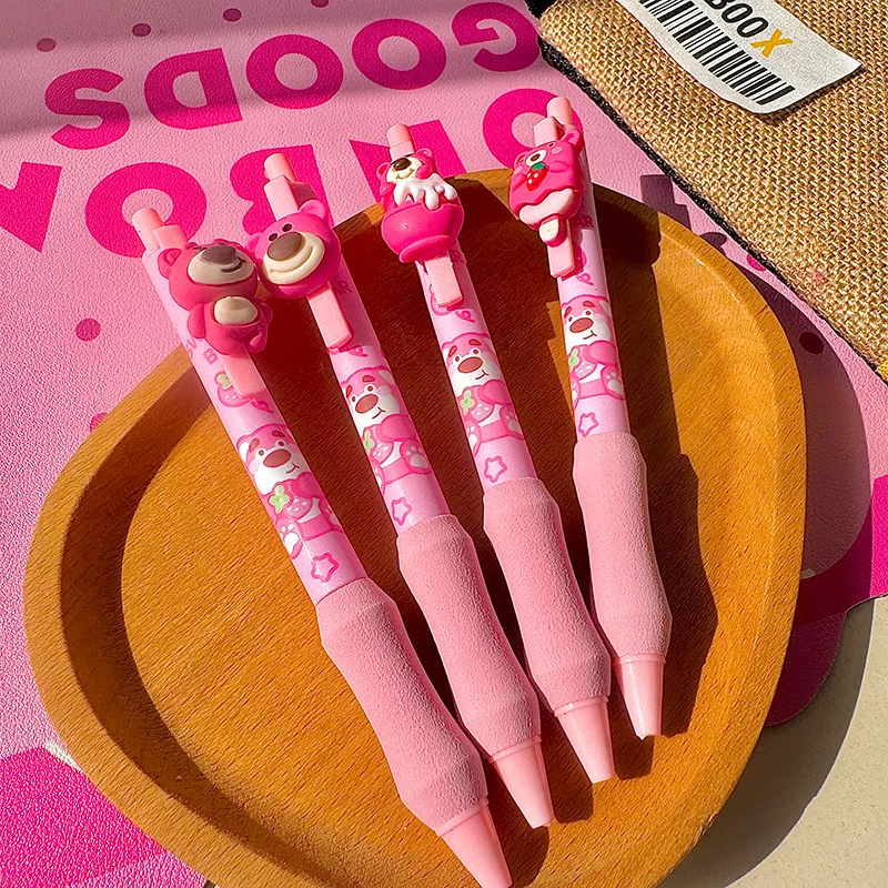 5PCS Disney Cute Rose Bear Press Brush, Inscription Pen, Signature Pen, Office and Learning Supplies, Ballpoint Pen Gift