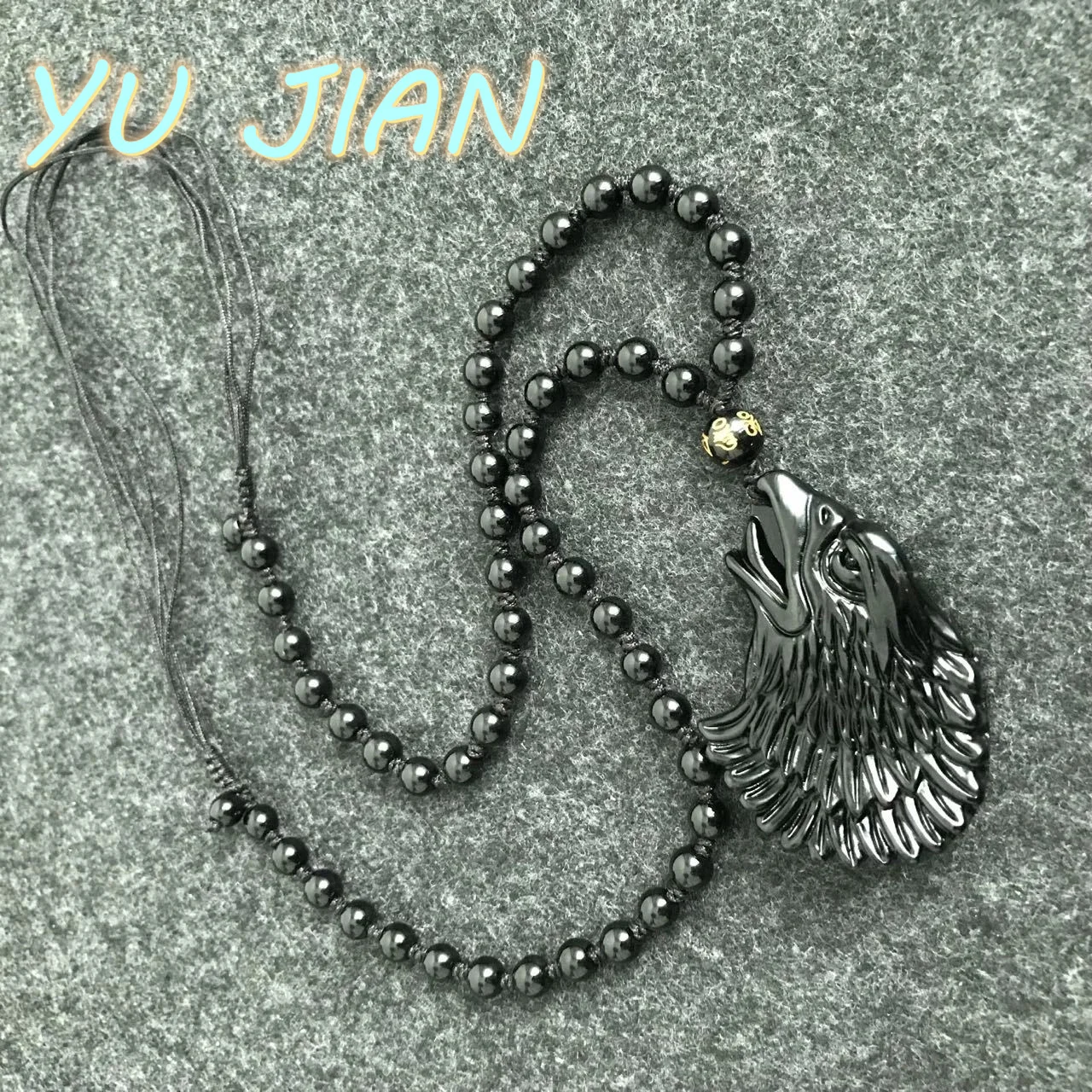 

Exquisite Jewelry Natural Black Obsidian Eagle Necklace Cute Men Women Amulet Pendant Accessories