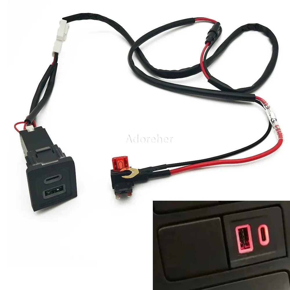 Car USB Charger PD Quick Charge QC3.0 Phone Charging Adapter Outlet Fit For Volkswagen Multivan T5 2008-2012