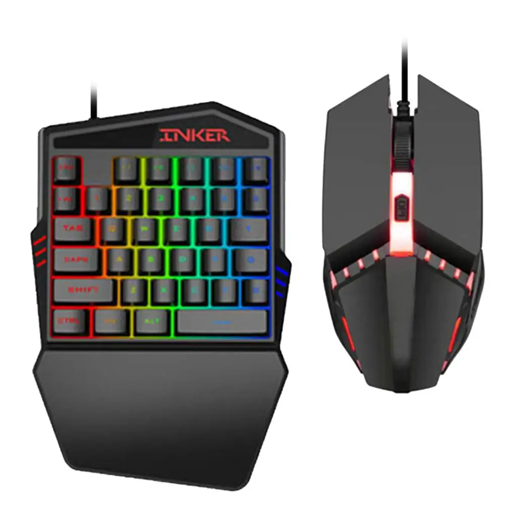 Handed Mechanical Keyboard Left Hand Game Keypad + Mouse Set Cooling Bracket
