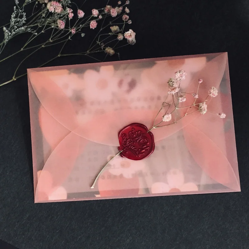 50pcs/lot Blank Transparent Wedding Invitation Envelope Colored Translucent Sulfuric Acid Envelopes for Letters Postcards Gift