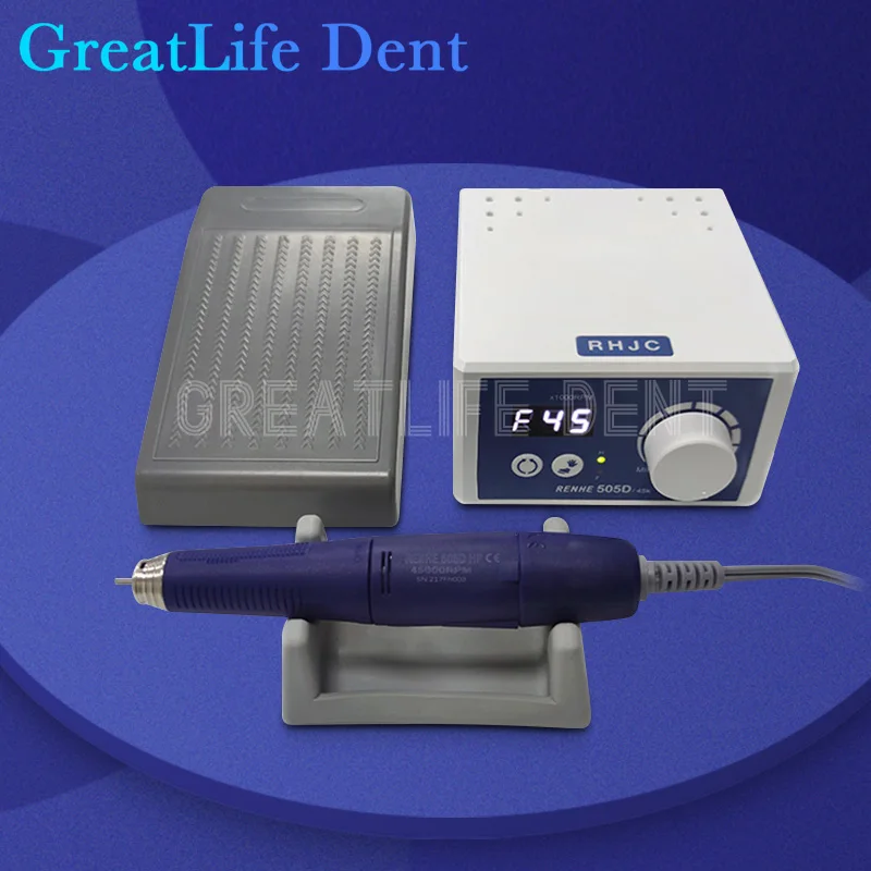 

GreatLife Dent Renhe 505D 45K 90W 45000RPM Nail Polishing Manicure Pedicure Nail Drill Machine Carbon Brush Handpiece Micromotor