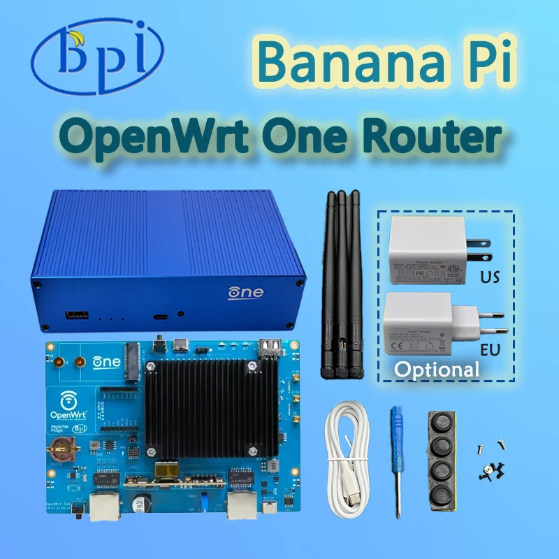 Banana Pi Bpi OpenWrt One Router EU/US Optioneel Open Source MT7981B Chipoplossing WiFi6 1GB DDR4 2.5GbE RJ45 Gigabit Ethernet