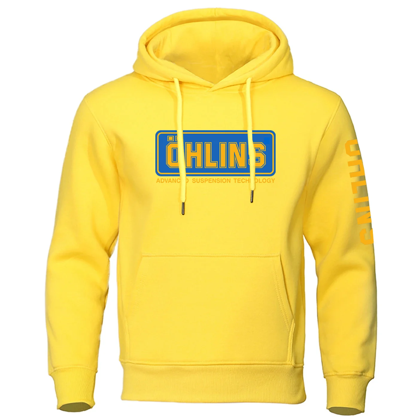 2026 Ohlins Logo-Print Frühling und Herbst Herren Einfarbiger Beliebter Pullover mit Taschen Klassischer Maßgeschneiderter Loser Hoodie – Detail 12