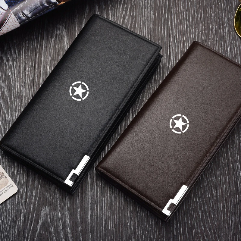 Leather Wallet Men Cash Credit Card Holder Checkbook Coin Pocket Purse For Jeep Renegade JK Patriot Liberty Commander Trailhawk