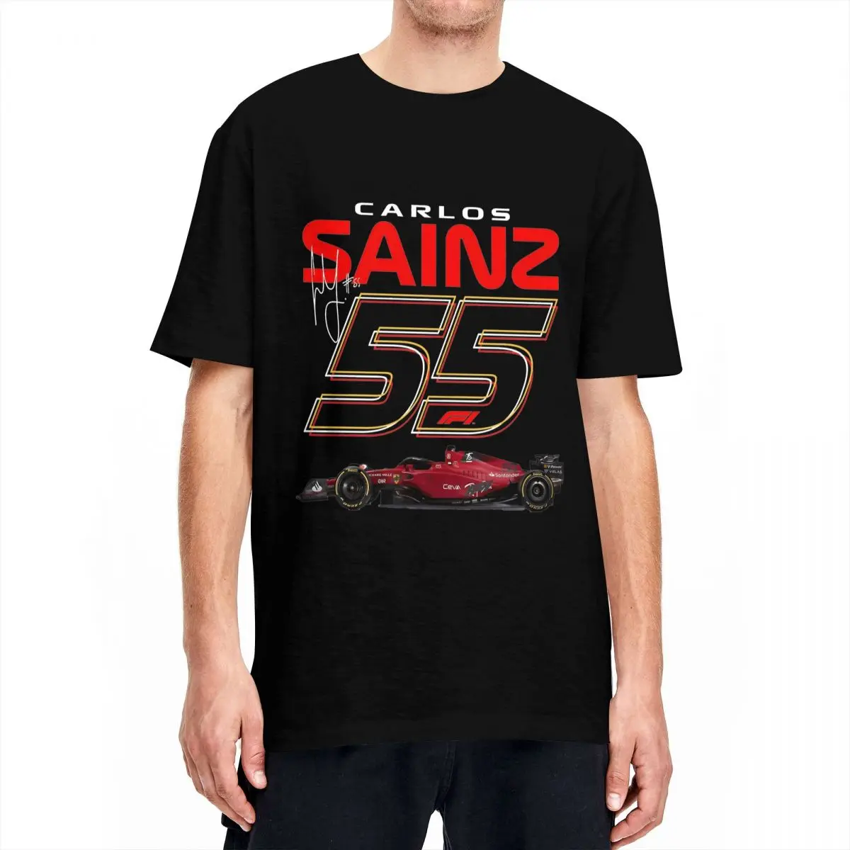 Casual Awesome First Day Carlos Sainz T-Shirt Men's Cotton Short Sleeve Round Neck Summer TopsTops