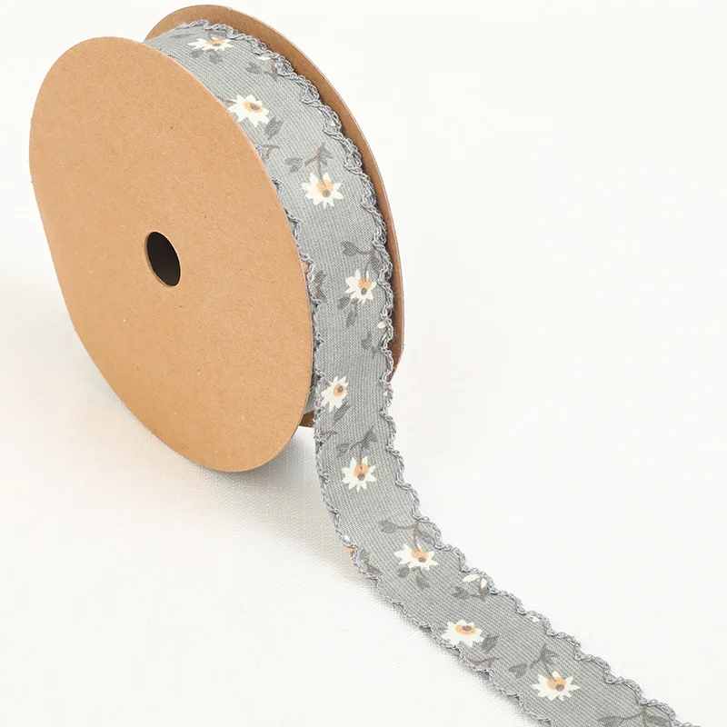 8Yards/Lot 2.5CM Flowers Printed Ribbon DIY Bows Gift Box Wrapping Ribbon Clothing Sewing Accessories Decoration Tape