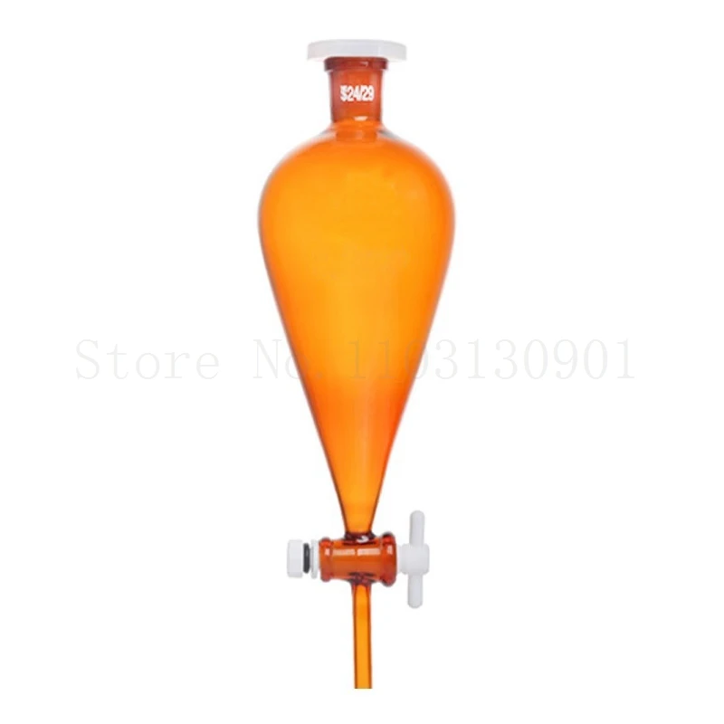 Vidro de laboratório funil separador em forma de pera usado para eurificar óleo essencial experimento químico, 60ml-1000ml