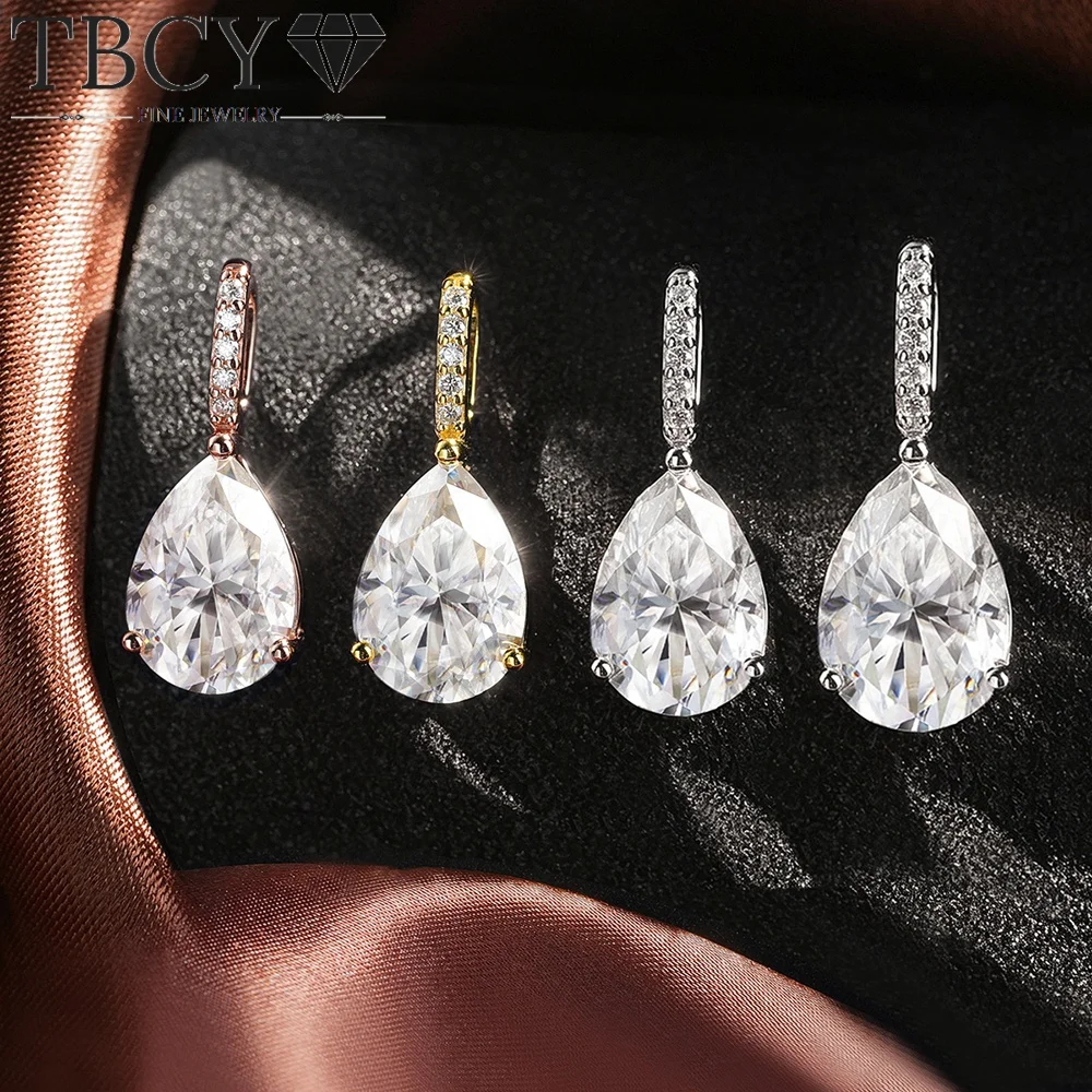TBCYD 3CT Teardrop Moissanite Diamond Halo Pendant S925 Sterling Silver White Gold Plated Sparkling Necklace Gift for Women
