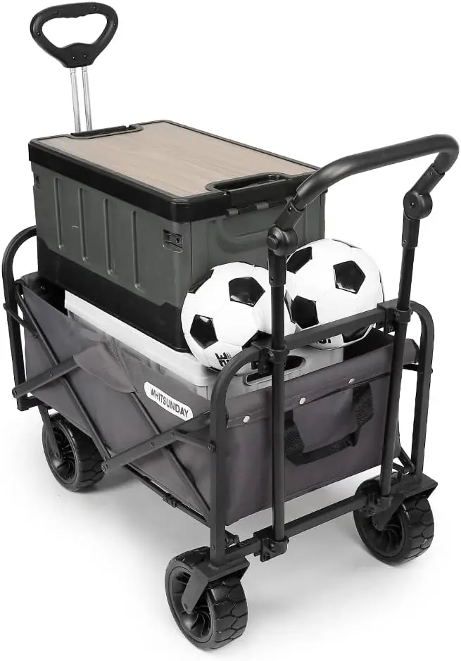 Collapsible Folding Garden Outdoor Park Utility Wagon Picnic Camping Cart with Bearing and Brake 8