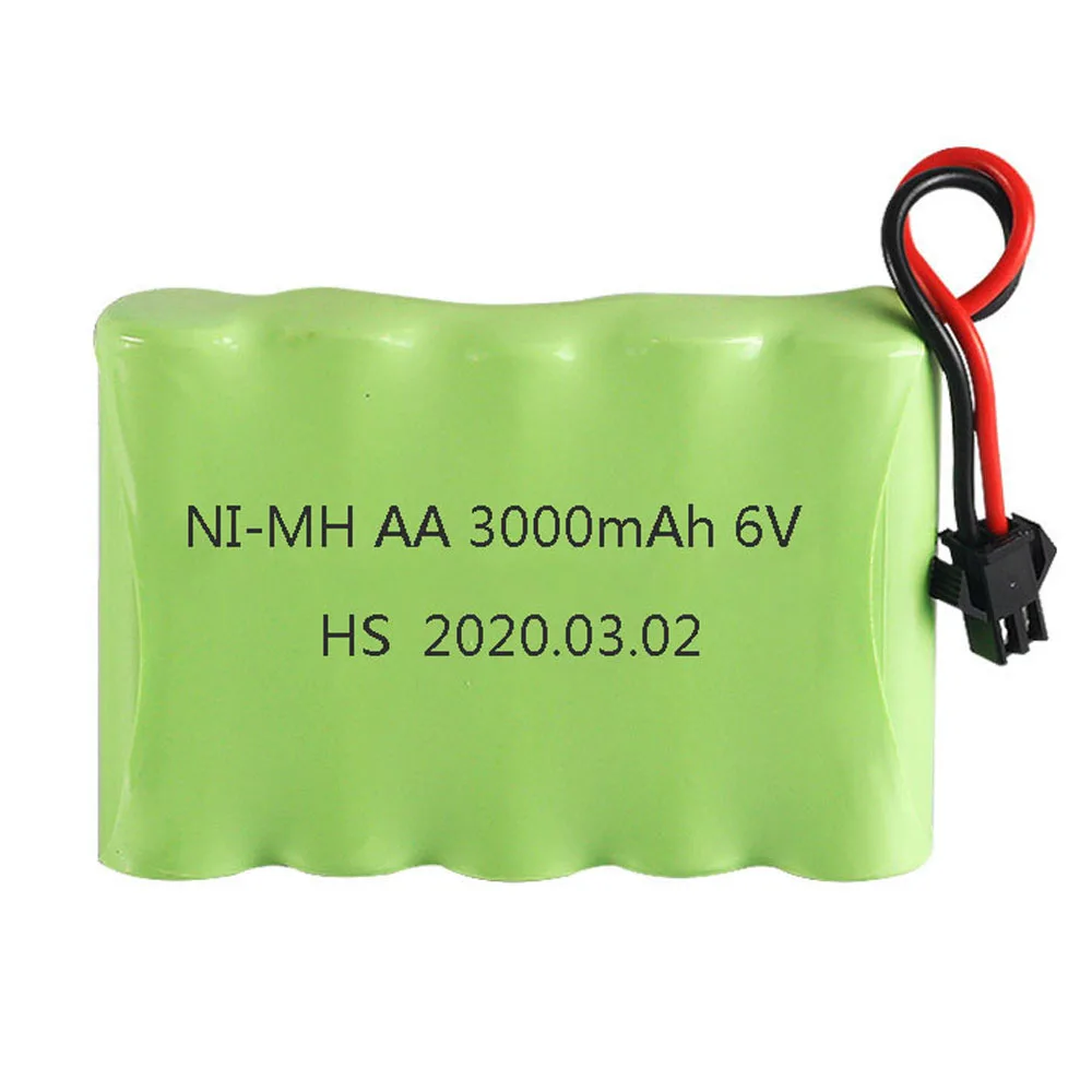 Ni-mh-bateria para brinquedos rc, 6 v, 3000mah, modelo sm, tomada m, carregador, carrinhos, robôs, tanque de barcos, armas, aa, 2400mah, 6 v, pacote de peças