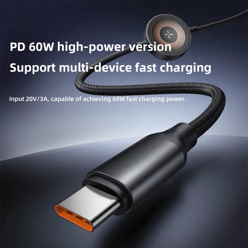 Bonola 60w Fast Charging Cable for Samsung S26 Ultra S25/S24/S23 Magnetic Watch Charger 2 in 1 for Galaxy Watch Ultra 8/7/6/5