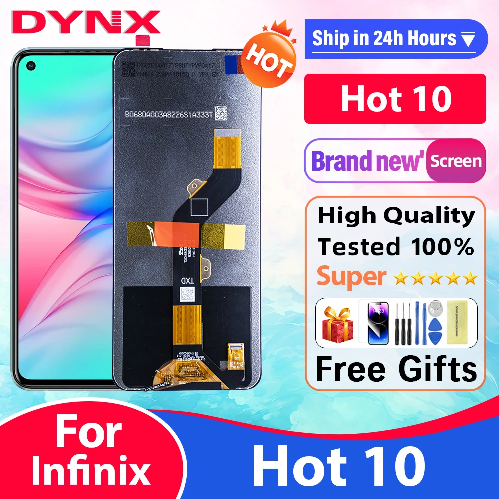 

100% тестирование 6,78 "для Infinix Hot 10 X682, дигитайзер сенсорного экрана в сборе X682B X682C, запасные части для ремонта ЖК-дисплея