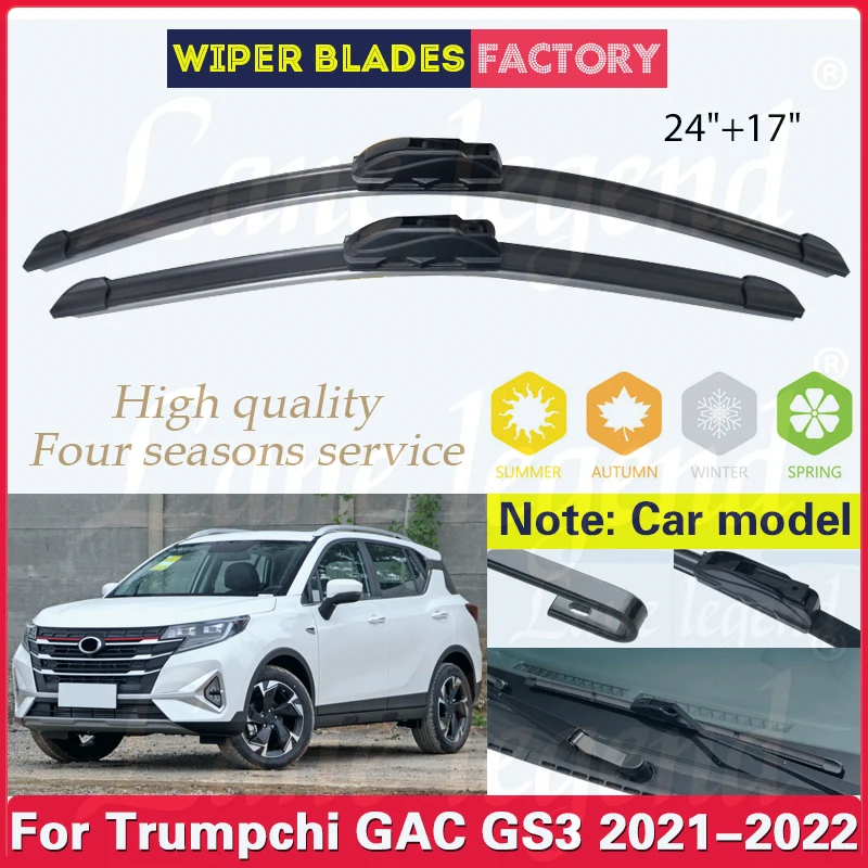 

2pcs For Trumpchi GAC GS3 2021 2022 Windshield Windscreen Wiper Blades Front Window Soft Rubber Auto Accessories 24"+17"