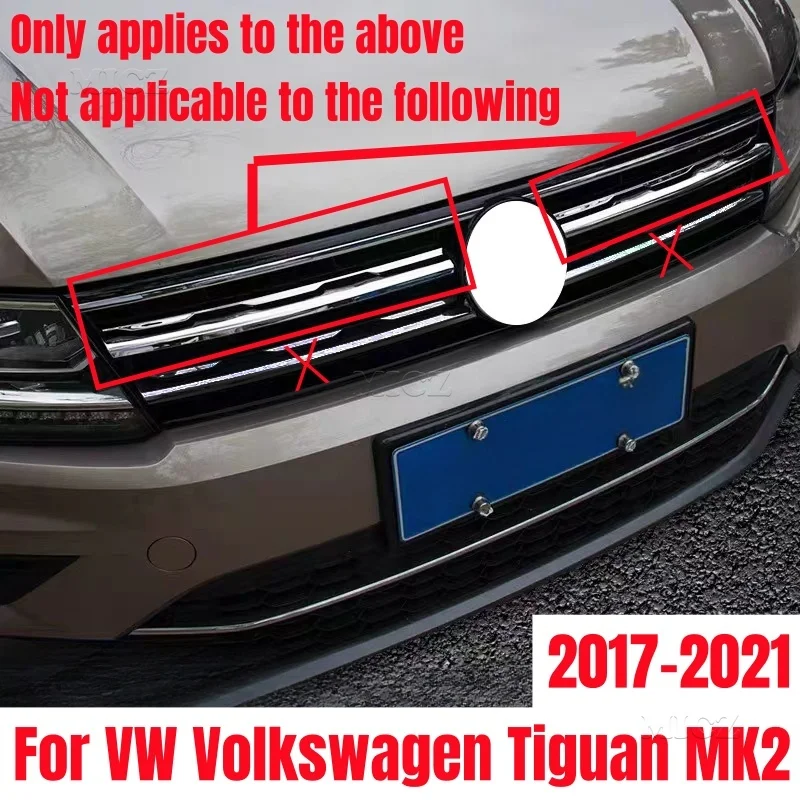 2PCS For VW Volkswagen Tiguan MK2 Europe Version 2017-2021 Front Hood Grille Grill Mesh Sticker Lid Refit Molding Style Garnish