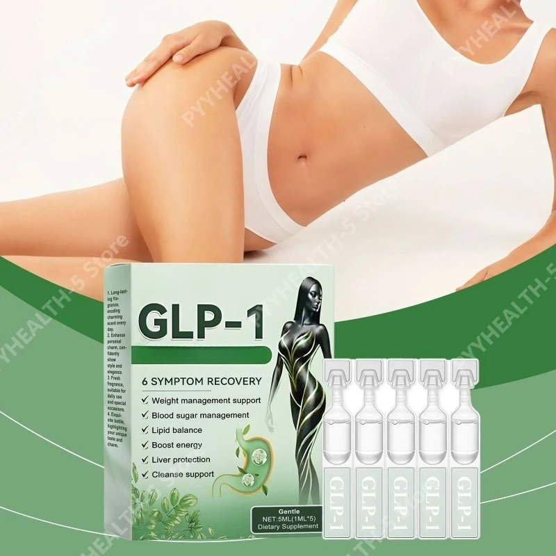 GLP-1 Liquid Oral Supplement Ampoules, for Supports Energy Levels Daily Nutrition Liver Health 1ml Per Serving, Total 5 Ml