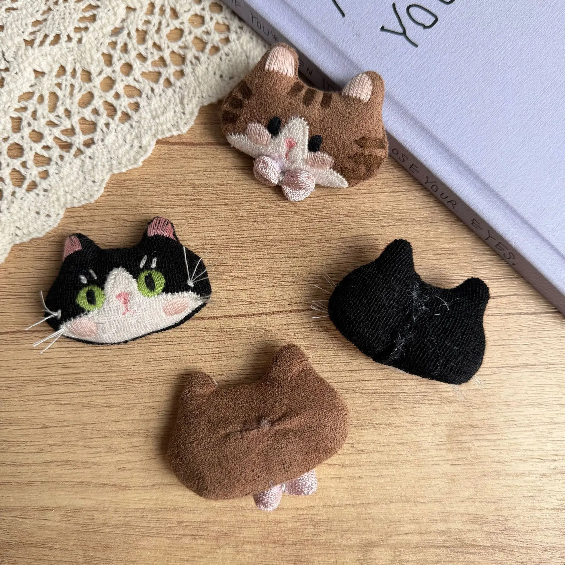 

Stuffed Plush Cat Head Semi Finished DIY Craft Accessory for Hair Clip Brooch Kawaii Winter Embellishment