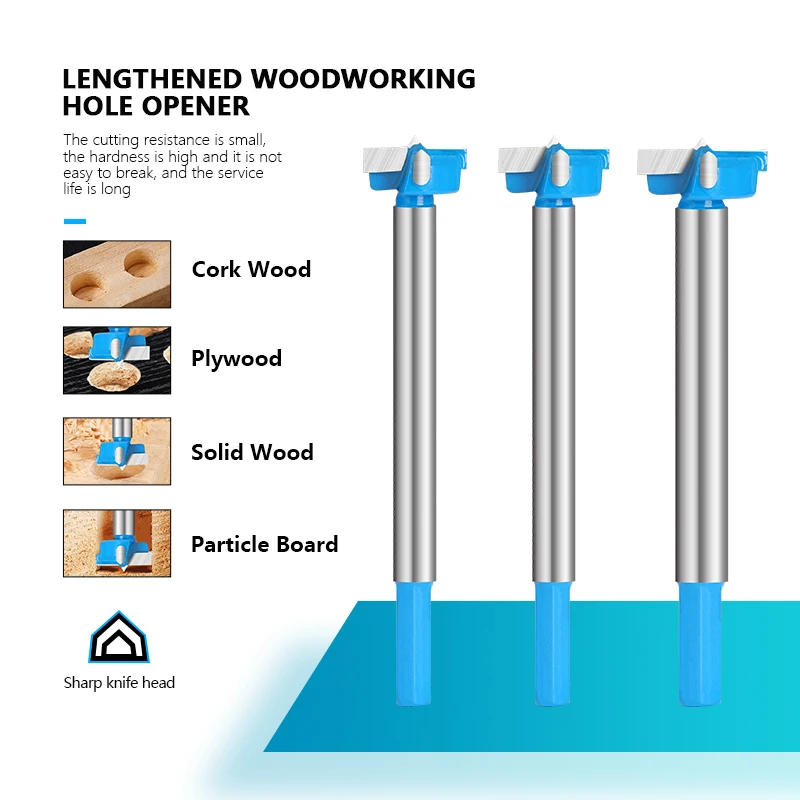 CMCP Hex Shank Hinge Boring Drill Bit 16-35mm Hole Saw Cutter Tungsten Carbide Wood Router Bit Woodworking Cutter Tools