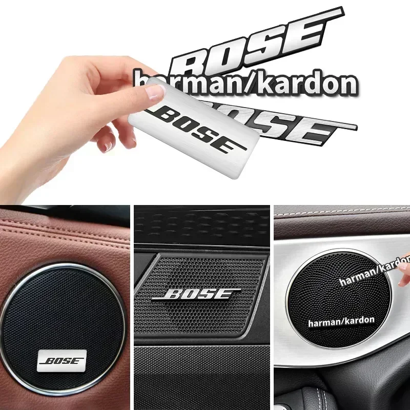 Harman Kardon BOSE aluminum 3D car audio stickers Including For bmw Alfa Romeo Lada Skoda Hyundai Volvo Audi Jaguar Jeep Toyota