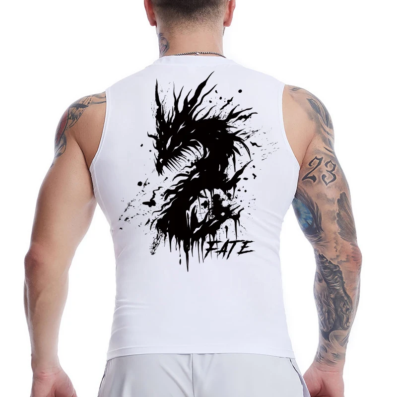 Fate Sword Print Sleeveless Compression Shirt for Men Athletic Quick Dry Tank Tops Gym Workout Running Baselayers Undershirts view 6