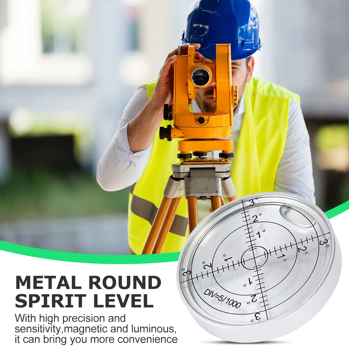 Metal Liquid Circle Spirit Level Small Size Durable Portable Horizontal Bubble Level for Surveying Mapping Construction