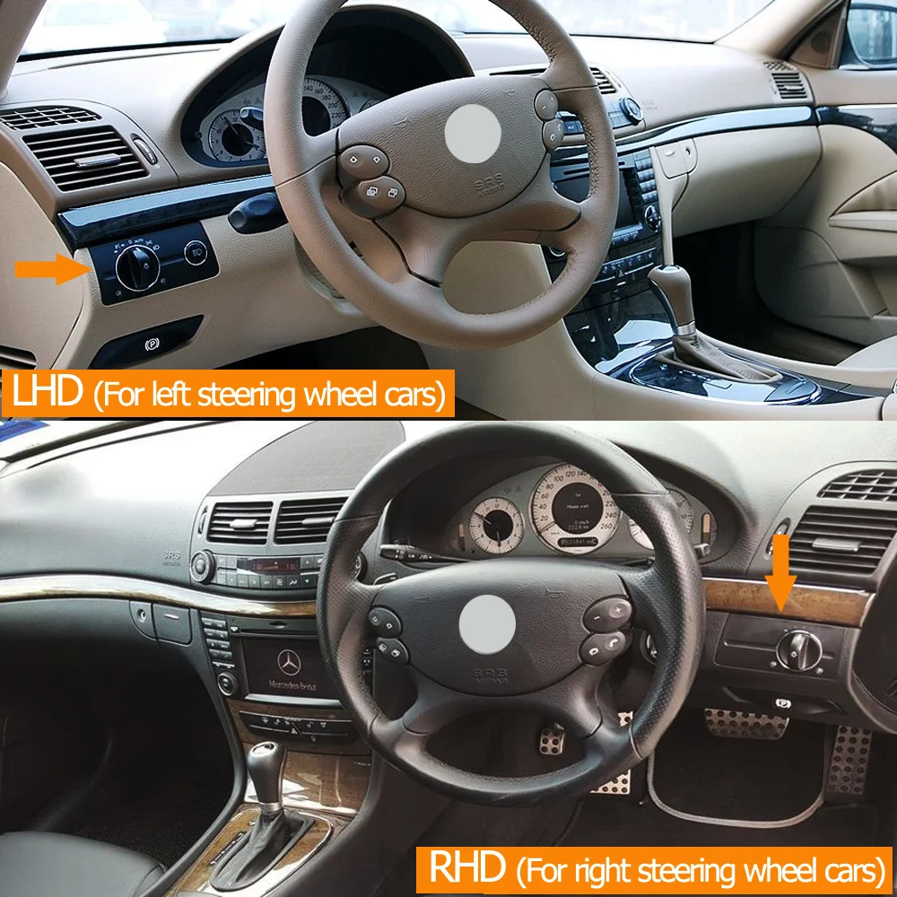 LHD RHD-Panel de cubierta de interruptor de faro delantero de coche, embellecedor Interior para Mercedes Benz W211 E Class 320 350 550 2003-2008
