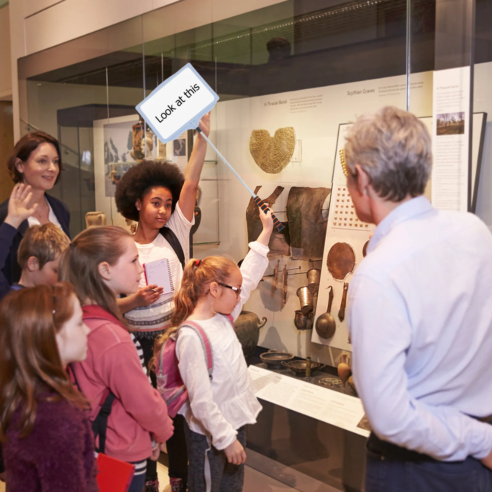 

Retractable Handheld Sign Double-Sided Display Stand Portable Tour Guide Event Meeting Airport Pickup Welcome Sign Holder